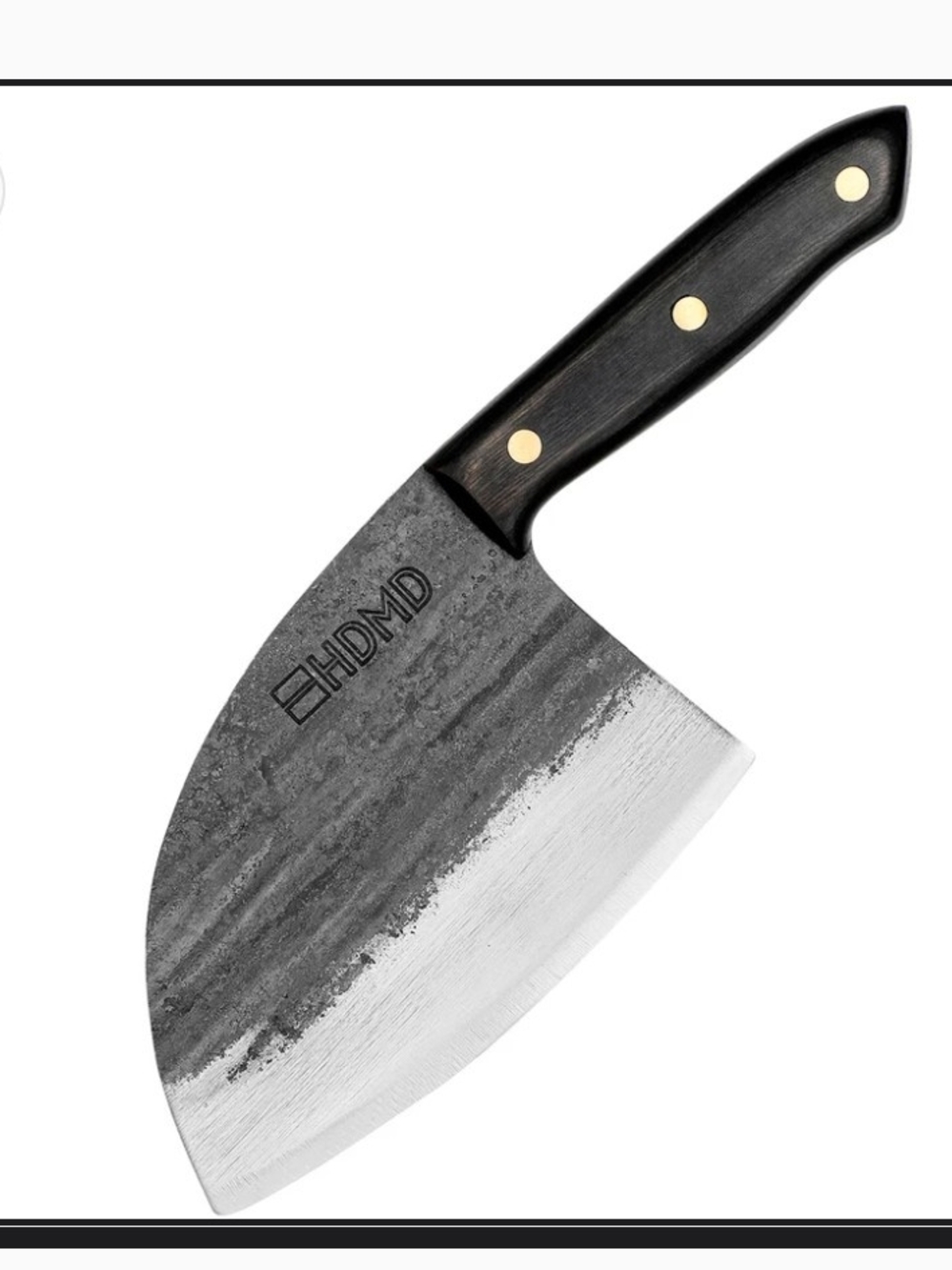 HDMD Carbon Steel Cleaver Serbian Chef Knife with Black Wooden Handle
